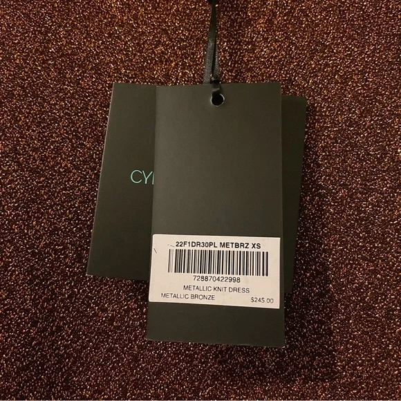 Cynthia Rowley copper metallic tease sheer dress X-small NWT - Picture 7 of 10